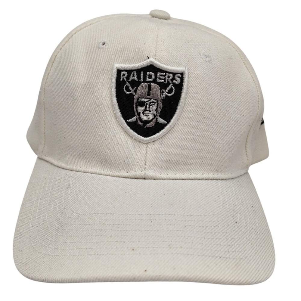 Reebok Oakland Raiders Hat White Embroidered Logo Adjustable Strap Cap OSFA